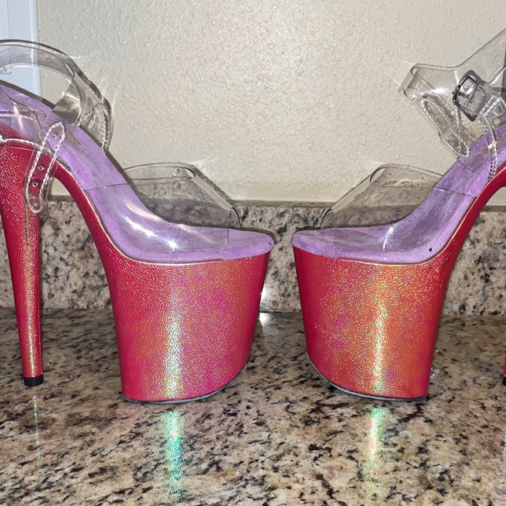 Purple/ Pink Hologram Platform Pleaser Heels
